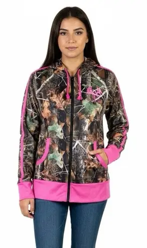 Prairie Buck Long Leaf Camo Jacket Size L Brown Pink Full Zip Hunting Cabincore Size L