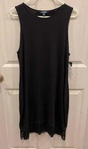 Ralph Lauren Black  sheath dress with fringe XL