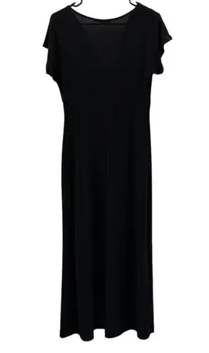 Tiana B Black Short Sleeve V Neck Gathered Maxi Dress Size S