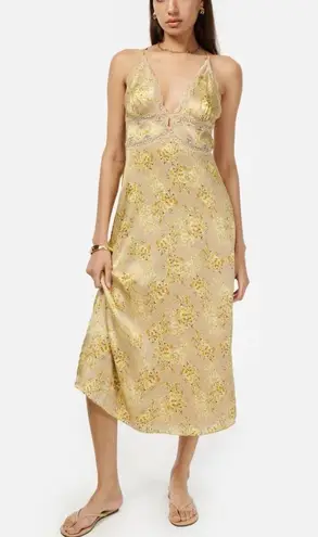 Cami NYC Roya Dress In Yellow Floral Yellow midi Dress size M NEW