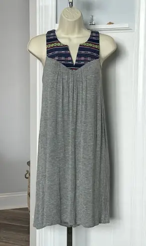 Pinkblush Sz S Cute Casual Sleeveless Dress Gray W Denim Type Trim