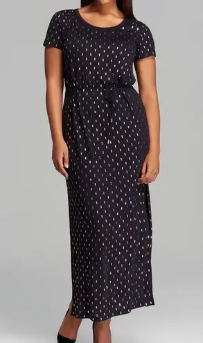 MICHAEL KORS | Black Gold Stud Maxi Dress Short Cap Sleeve Tie Belt | Size XL
