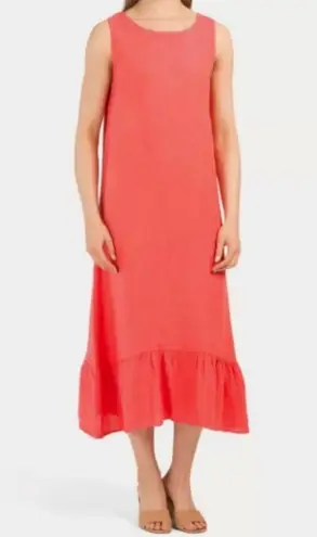 Terzo Millennio Red Linen Italian Midi Dress Size Medium