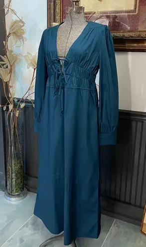 Crescent Monica Cotton Multi Tie Bow Front Smocked Waist Maxi Dress- Sz M 🧡🎀