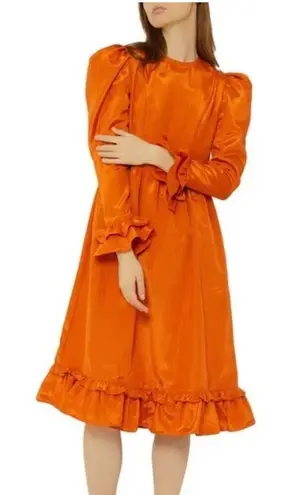 Batsheva NEW Prairie Victorian vampire womens Dress in Orange Moire Size 4