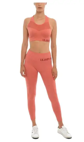 Maison Lejaby Inspire Pink Leggings Sports Bra Workout Athletic Set S/M