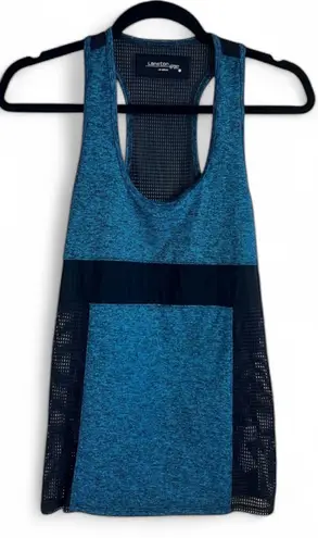 NWT Lanston Sport Sheer Mesh Back Tank Top in Teal Heather Estimated XS Blue