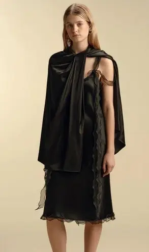 Marina Moscone faux leather Twist Capelet NWT Black