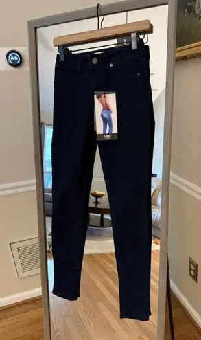 Ymi Women's Black Size 1 Dark Denim Jeans 3 button Mid Rise