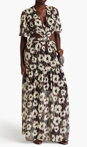 Ba&sh Kandy Printed Metallic Fil Coupe Maxi Dress Cut Out Size M