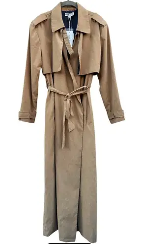 ASOS Neon Rose Camel Taupe Duster Trench Coat Belted Lightweight NWT Small - Image 1