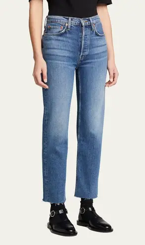 RE/DONE High-Rise Stovepipe Jeans with Raw-Edge Hem Sz 28