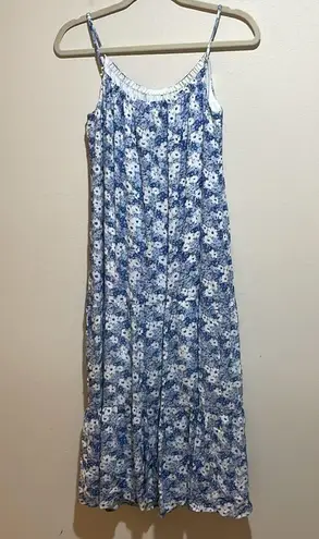 Rails Adora Tiered Drop Waist Midi Dress in Blue Jasmine Floral Print Size Small