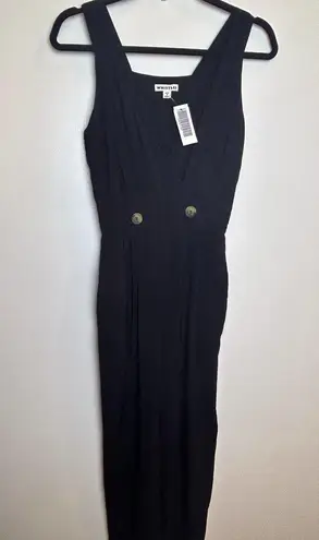 Whistles Black Jumpsuit Womens Size 0 Double Button Waist Detail V Neck