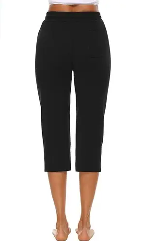 THANTH Womens Capri Yoga Pants with Pockets Black Size Large