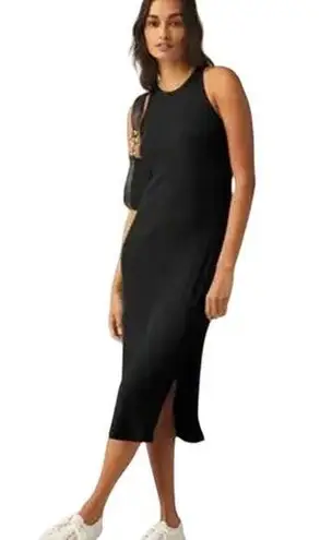 GOLDRAY Rosalee Ribbed Knit Midi Dress Tie Side Bodycon Black NWOT Medium
