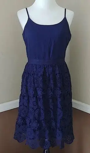 Doe & Rae NEW Navy Blue Crochet Skirt A-Line Modcloth Sundress Small