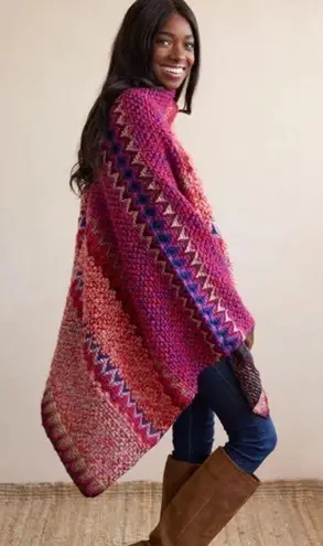 Shiraleah  DORA CAPE Bright vibrant crocheted colors oversized shawl cardigan NWT