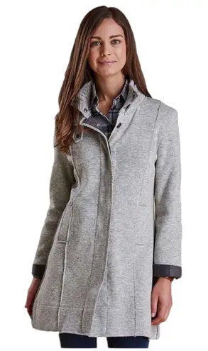 Barbour Women’s Size M Millfire Knit Sweater Jacket Gray Tartan Preppy Old Money