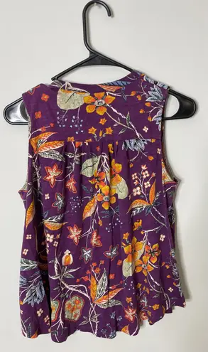 Akemi + Kin Anthropologie Botanical Swing Tank Blouse Relaxed Fit Purple Women’s Small - Image 5