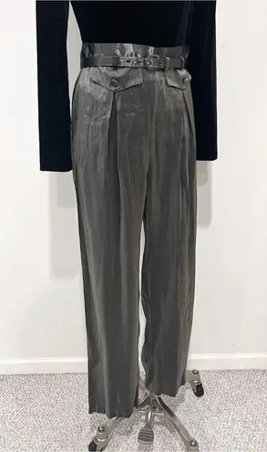 D.J. Summers Vintage 80s Black & Metallic Silver Belted Jumpsuit Romper Size 6