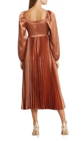 ZOE AND CLAIRE Long Sleeve Pleated Midi Dress in Sienna Size M