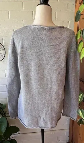 Cotton Rolled Neck And Sleeves Sweater Grey Size XL