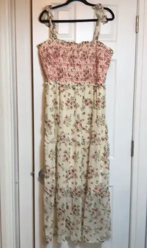 LC Lauren Conrad Laura Conrad Smocked Bodice Feminine Cottage Core BoHo Maxi Dress Spring