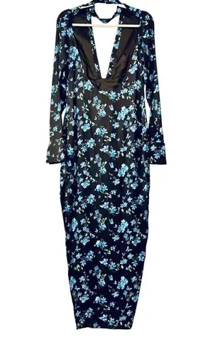 Majorelle Stellina Dress Floral Choker Neckline Backless Long Gown with Slit