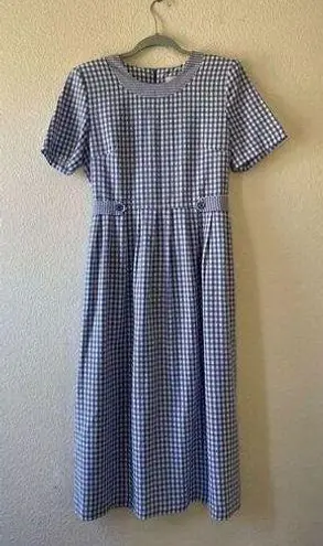 Kathie Lee Collection Vintage gingham midi dress cottagecore peasant 90s size 8