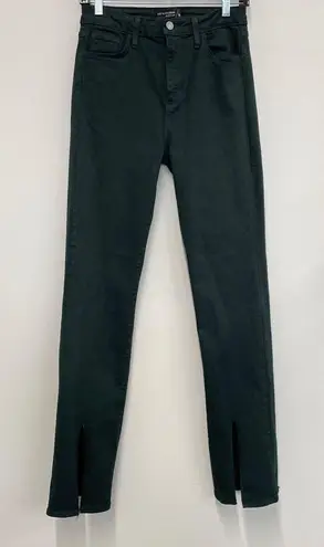 Just Black Denim Black/Dark Green Split Hem Jeans - Size 27 Made in USA