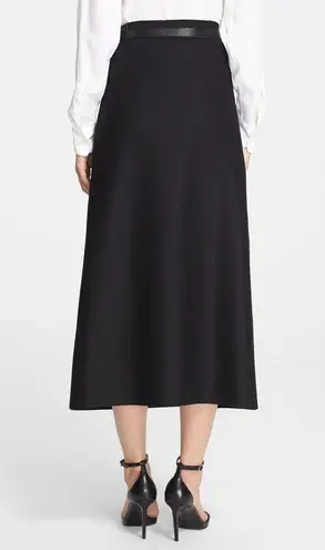 Jill Stuart New NWT Womens Long Black Wool Skirt Designer 6 Wrap Leather Belt