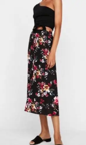 EXPRESS Floral Button Down Midi Skirt XS