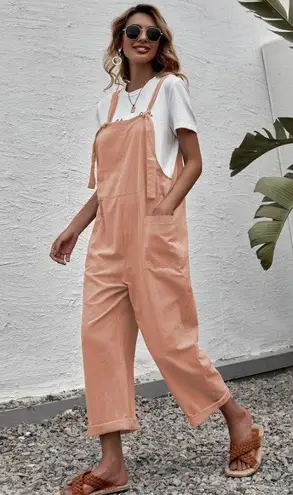 Solid Dual Pocket Suspender Jumpsuit