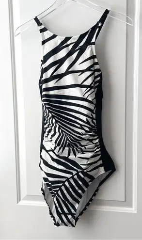 Calvin Klein  Swimsuit Black White Palm 14 Annette - Image 1