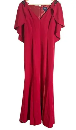 Marchesa Notte Red Embellished Cape V