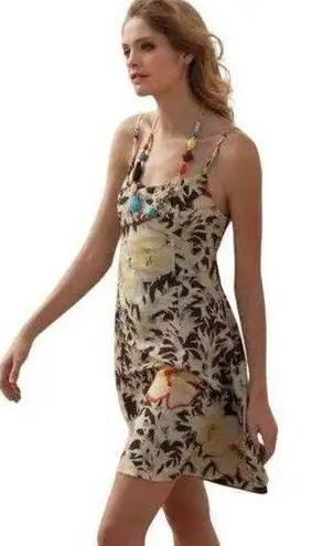 HD in Paris Anthropologie Women 2 Silk Dress Fern & Flower Flowy Slip Dress Boho