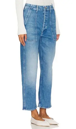 NWT Mother The Patch Pocket Private Flood in Flag Me Down Crop Jeans 25 Blue