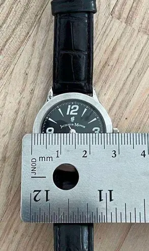 Jacques Du Manoir Ladies Watch Rare Black Leather Strap Date Window Quartz