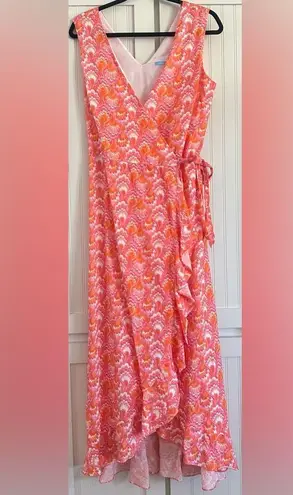 J. McLaughlin Cerise Linen Wrap Dress size medium