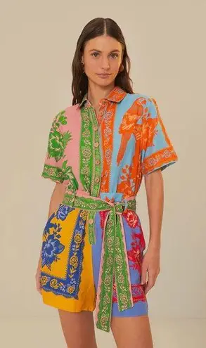 Farm Rio Mixed Lace Garden Scarves Romper