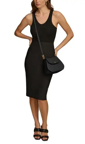 Donna Karan NWT Bellerose Leather Flap Crossbody Black Gold