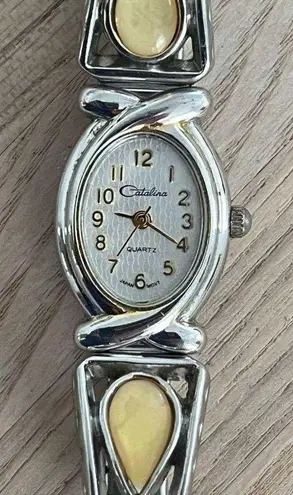 Catalina Ladies Watch Vintage Teardrop Stainless Stretch Bracelet Silver Dial
