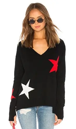 Pam & Gela Cashmere Blend Star V Neck Sweater