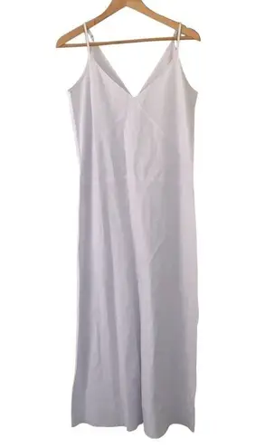 Stone & Sky White Linen Blend Minimalist Coastal Maxi Dress Small