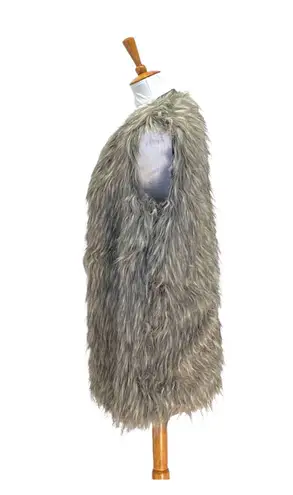 matty m Women’s Vest Faux Fur Sleeveless Open Vest Tan Size XS