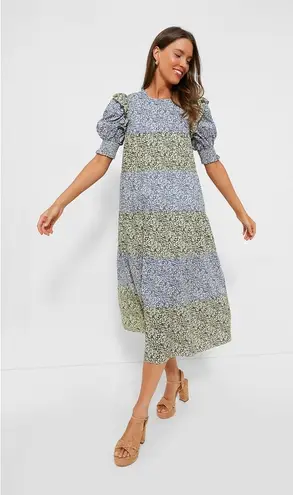 Tuckernuck HYACINTH HOUSE Green & Blue Floral Barton Midi Dress XS New