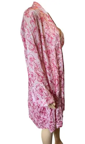 Adonna Vintage Y2K Pink Boho Damask Barbie Floral Lingerie Slip Dress Robe Set