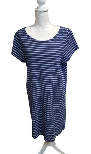 Fresh Produce Women's XL T-Shirt Dress Blue Gray Stripe 100% Cotton Casual USA