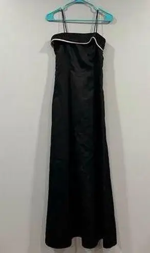 Zum Zum Black Light Pink Bow Split Back Satin Dress Gown 3/4 Vintage VTG